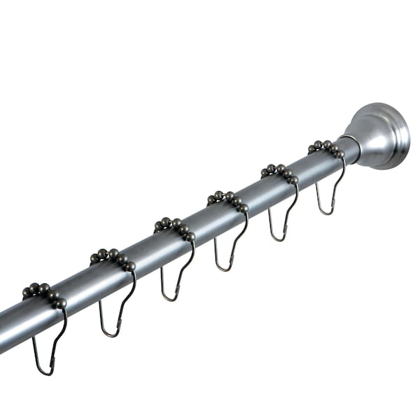 Kingston Brass Shower Curtain Rod W/ Shower Curtain Rings, Brushed Nickel KSR118 - main